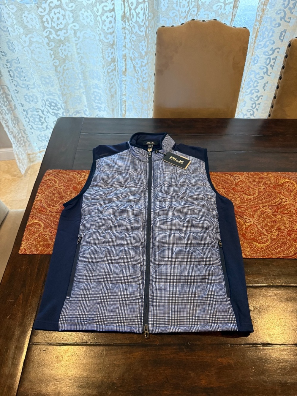 RLX Ralph Lauren Men's Large Blue Multi Concept 1 Quilted Vest MSRP $228
